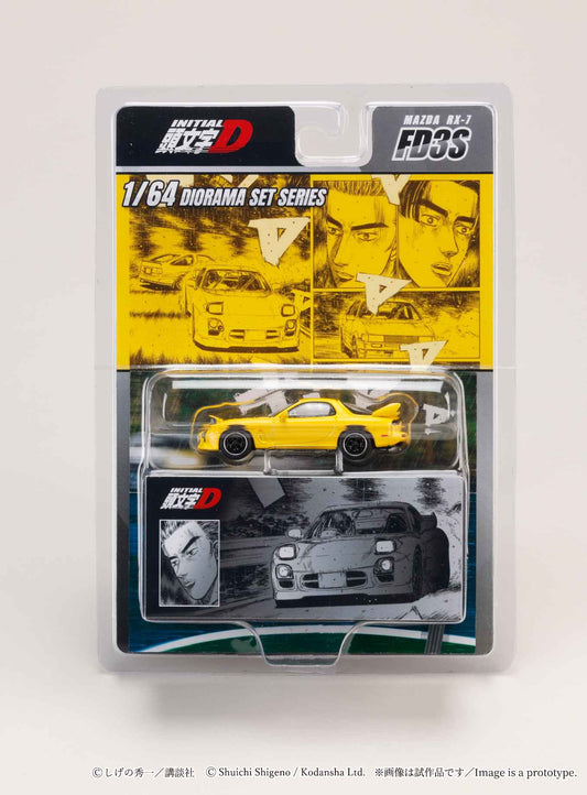 Hobby Japan 1:64 Initial D Diorama Set Series MAZDA RX-7 (FD3S) Project D Keisuke Takahashi VS Wataru Akiyama HJDMD002B