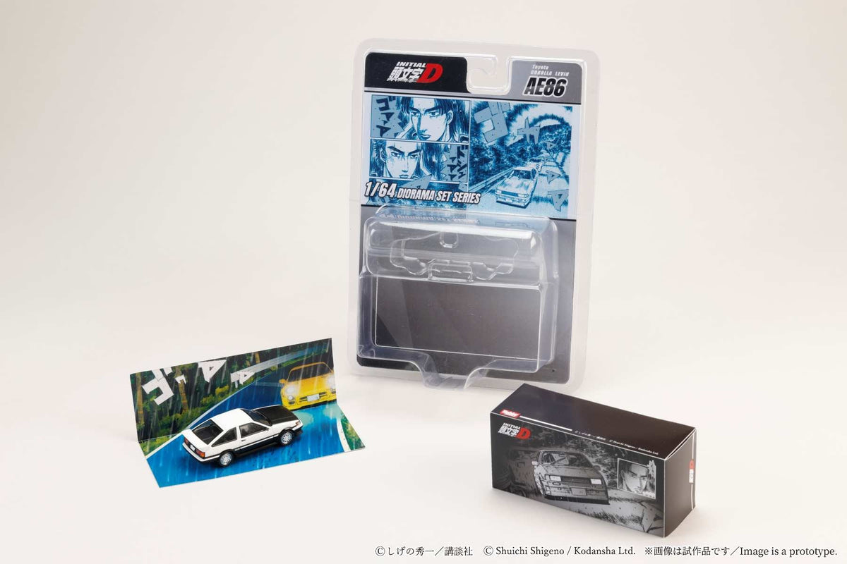 Hobby Japan 1:64 Initial D Diorama Set Series Toyota Corolla Levin (AE86) Wataru Akiyama VS Keisuke Takahashi HJDMD008A