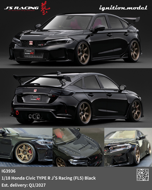 [Preorder] Ignition Model 1:18 Honda Civic TYPE R J'S Racing (FL5) Black IG3936