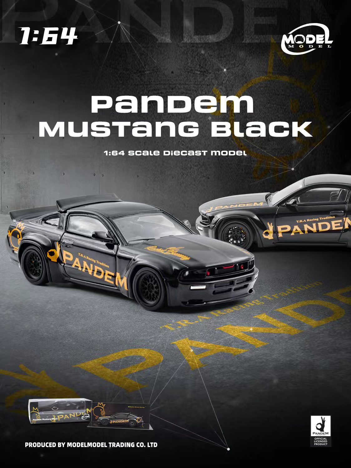 Model Model 1:64 Pandem Mustang Black MM64-PM-002