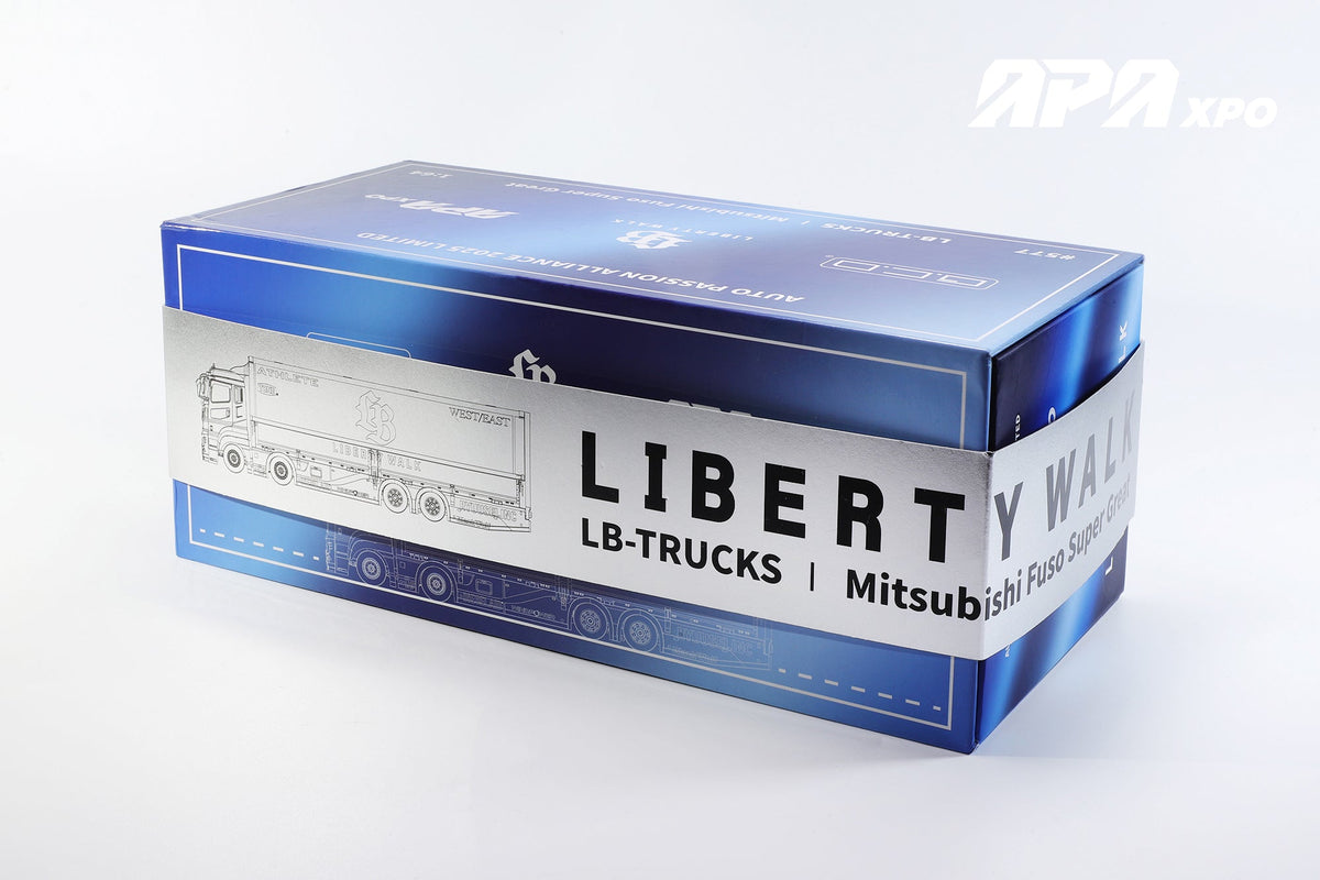 GCD 1:64 LBWK Mitsubishi Fuso Super Great Transport Truck Chrome Blue APA XPO Exclusive