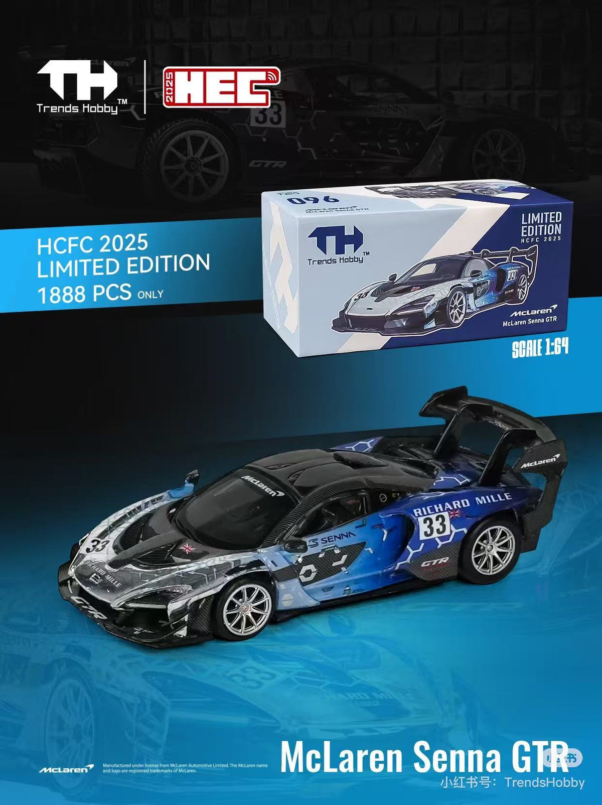 [Preorder] Trends Hobby 1:64 McLaren Senna GTR HCFC Exhibition Limited Edition (2 Verison)
