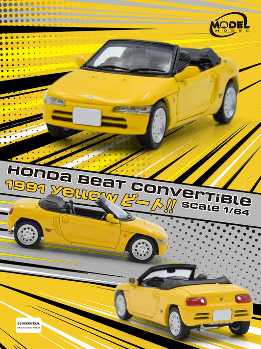 Model Model 1:64 Honda Beat Convertible 1991 Yellow