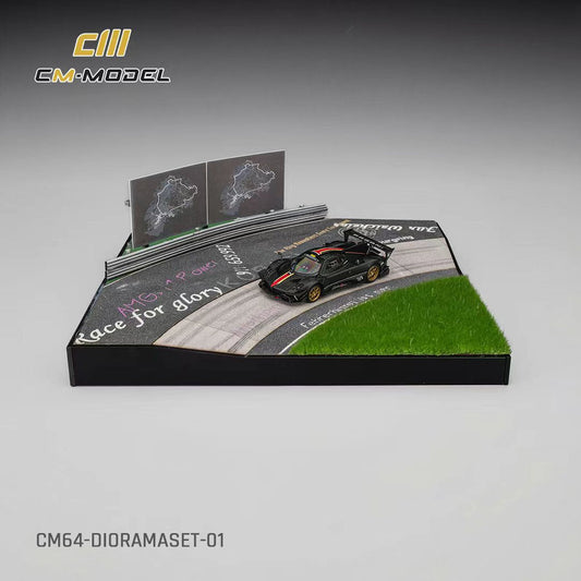 CM Model 1:64 Pagani Zonda Revolution Drycarbon Diorama Set（Complimentary Nürburgring Lap Time Model-Specific Water-Slide Decal ）CM64-DIORAMASET-01