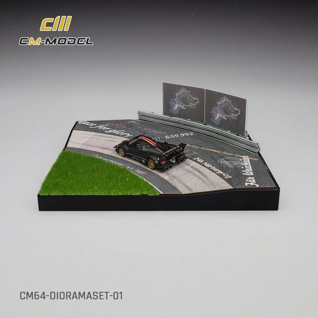 CM Model 1:64 Pagani Zonda Revolution Drycarbon Diorama Set（Complimentary Nürburgring Lap Time Model-Specific Water-Slide Decal ）CM64-DIORAMASET-01