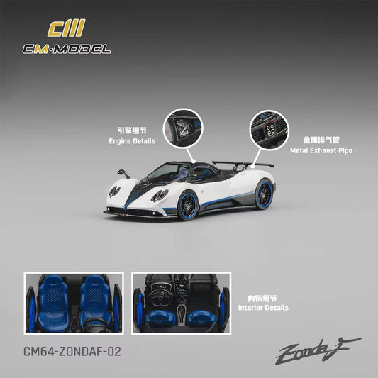[Preorder] CM Model 1:64 Pagani Zonda F Pearl White Blue line CM64-ZondaF-02