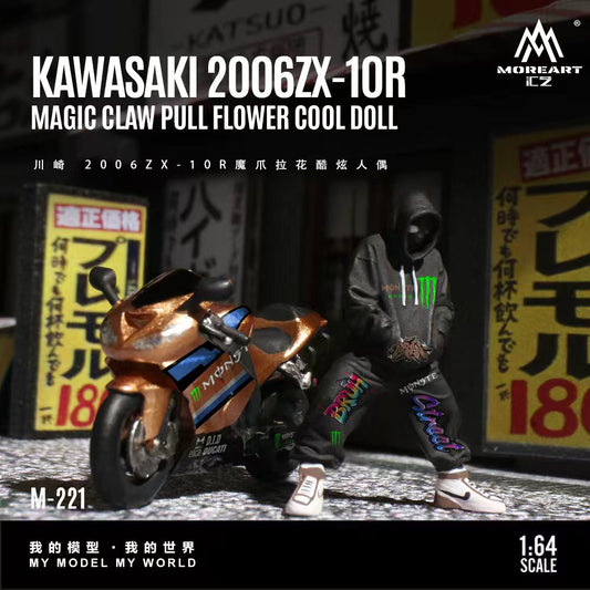 MoreArt 1:64 KAWASAKI 2006ZX-10RMAGIC CLAW PULL FLOWER COOL DOLL MO222221
