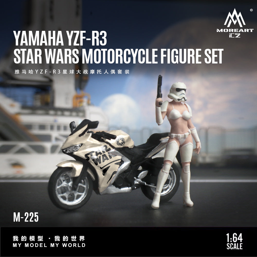 MoreArt 1:64 YAMAHA YZF-R3STAR WARS MOTORCYCLE FIGURE SET MO222225