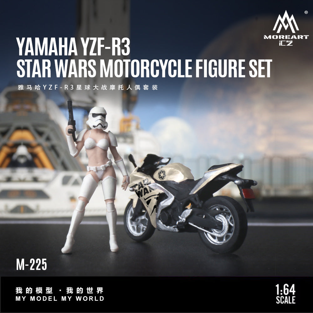 MoreArt 1:64 YAMAHA YZF-R3STAR WARS MOTORCYCLE FIGURE SET MO222225