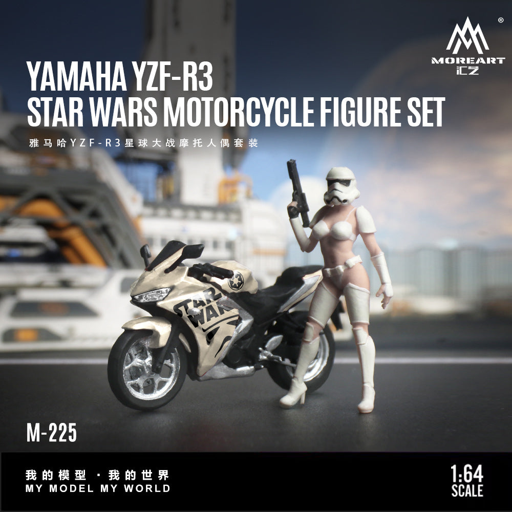 MoreArt 1:64 YAMAHA YZF-R3STAR WARS MOTORCYCLE FIGURE SET MO222225