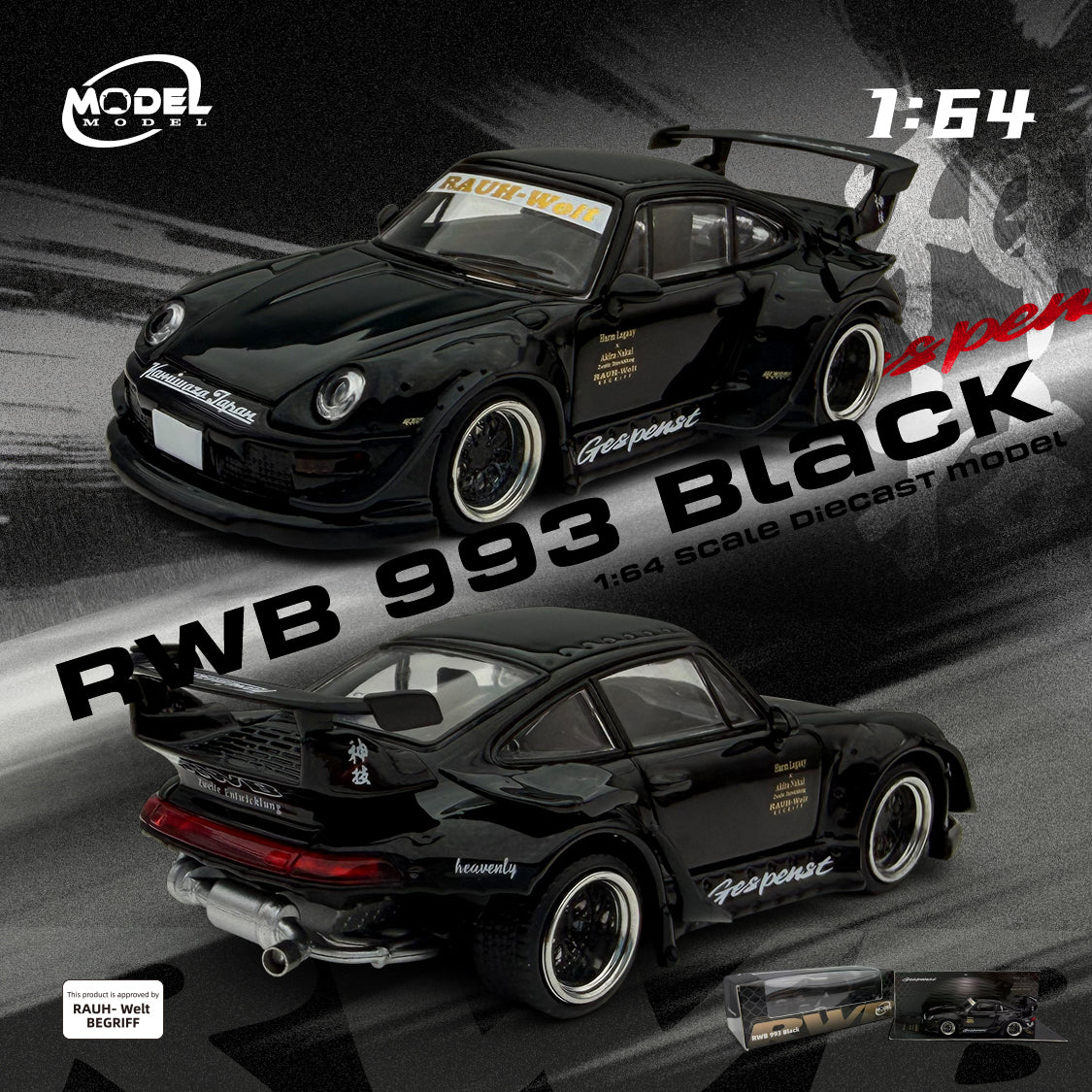 Model Model 1:64 Porsche RWB993 (2 Colours) MM64-RWB993-008/MM64-RWB993-004