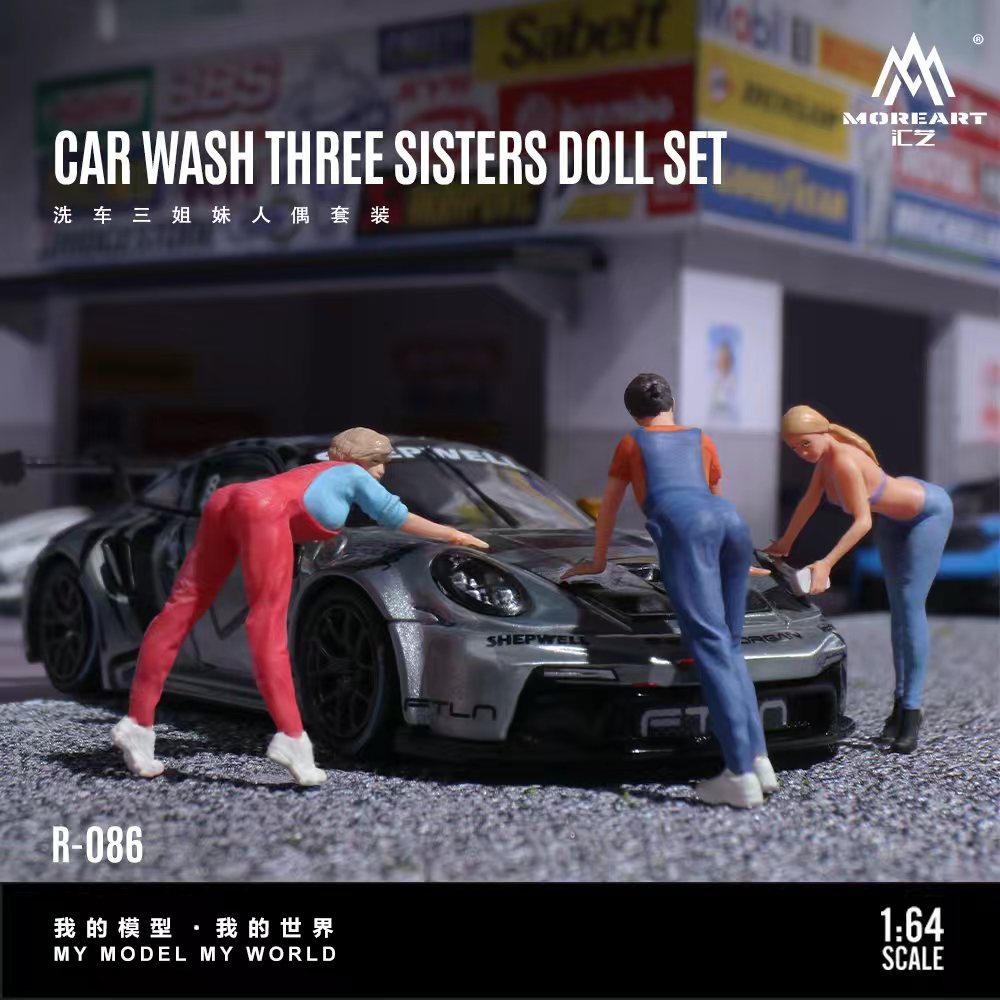 MoreArt 1:64 CAR WASH THREE SISTERS DOLL SET MO223086