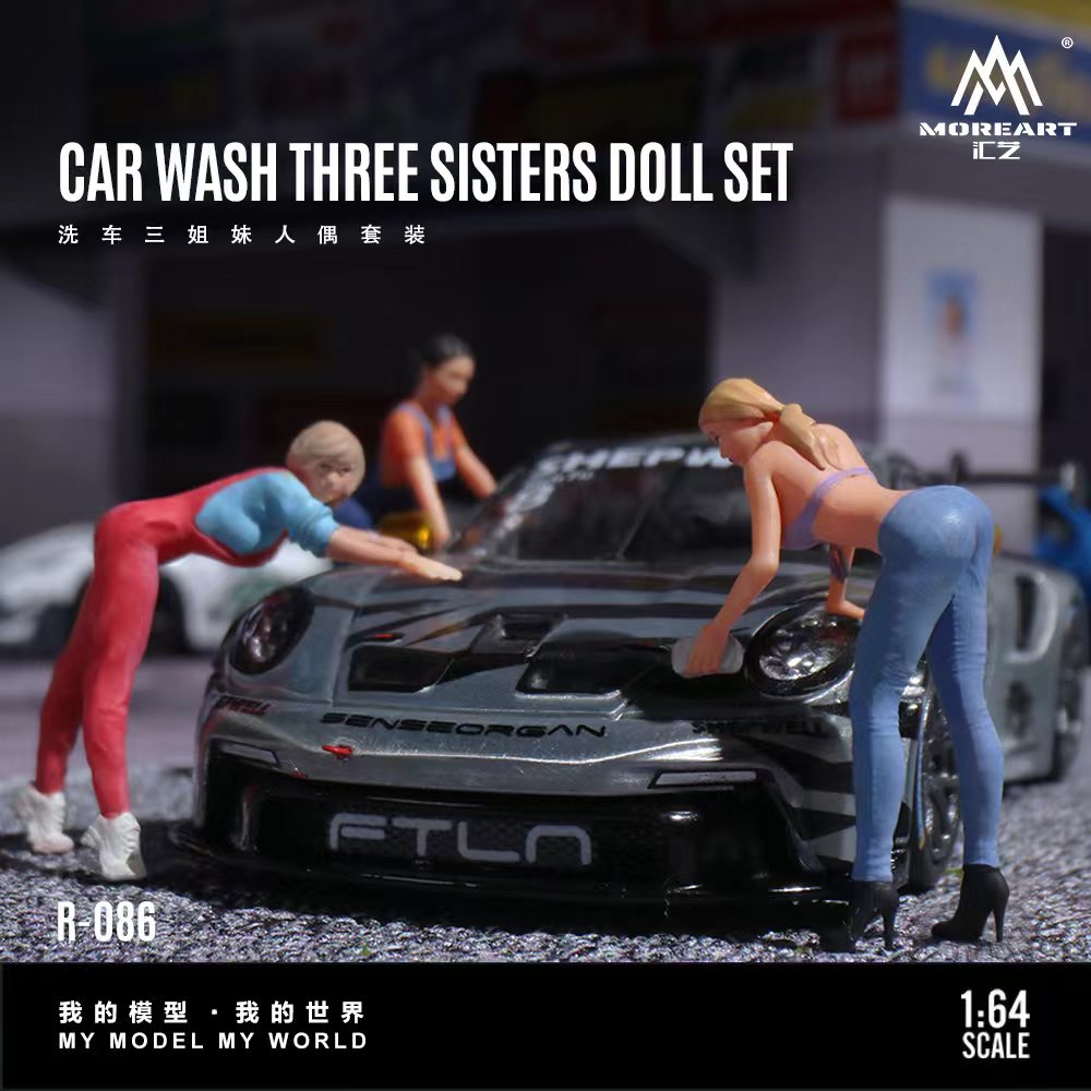 MoreArt 1:64 CAR WASH THREE SISTERS DOLL SET MO223086