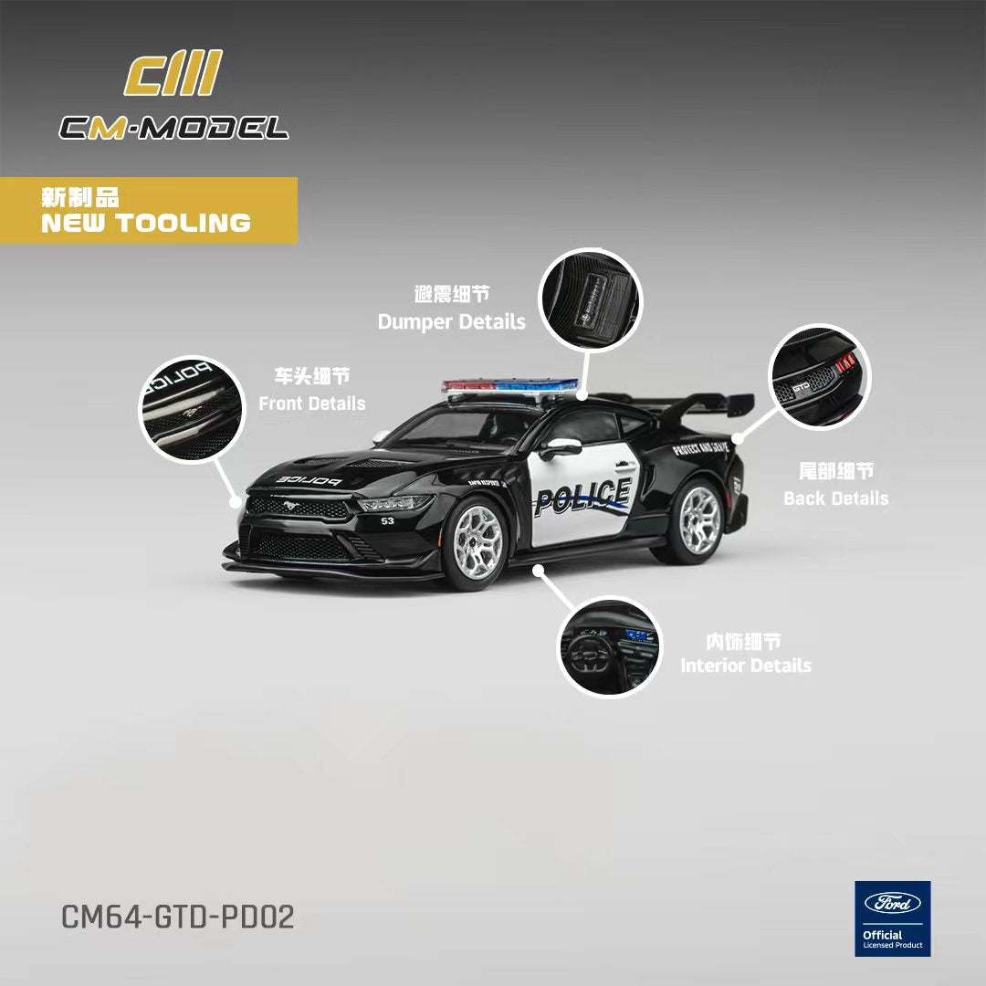 CM Model 1:64 Ford Mustang GTD Black Police CM64-GTD-PD02