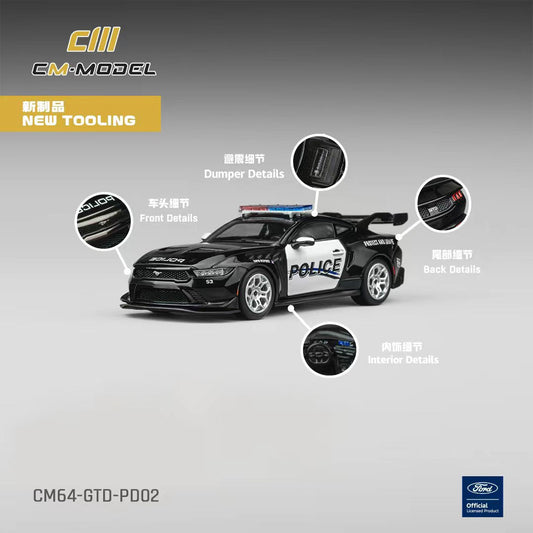 CM Model 1:64 Ford Mustang GTD Black Police CM64-GTD-PD02