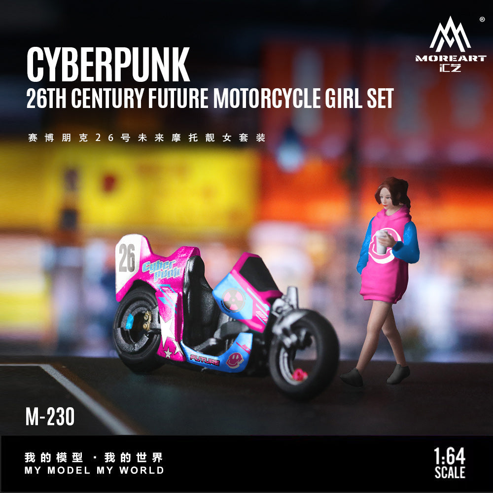 MoreArt 1:64 CYBERPUNK 26TH CENTURY FUTURE MOTORCYCLE GIRL SET MO222230