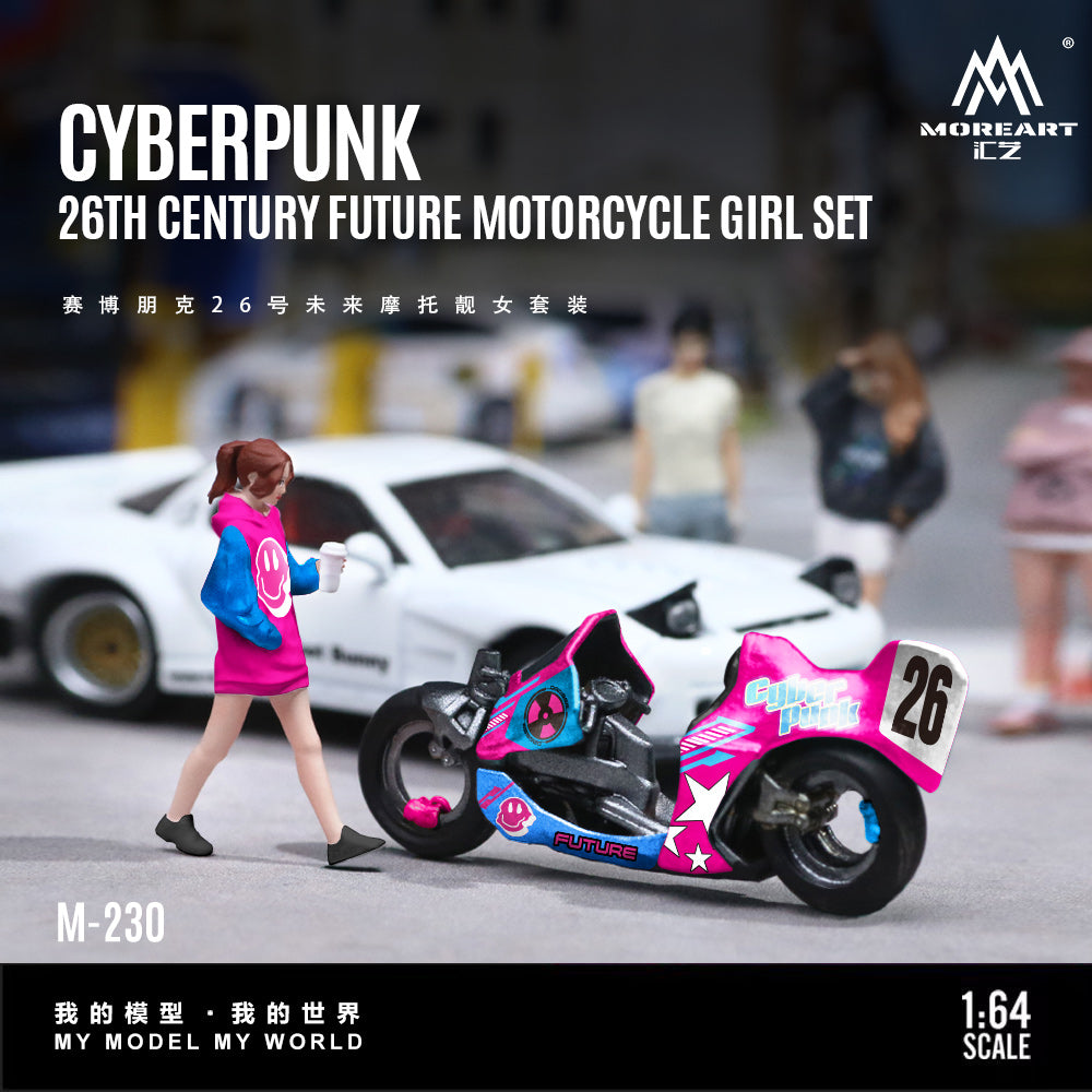 MoreArt 1:64 CYBERPUNK 26TH CENTURY FUTURE MOTORCYCLE GIRL SET MO222230