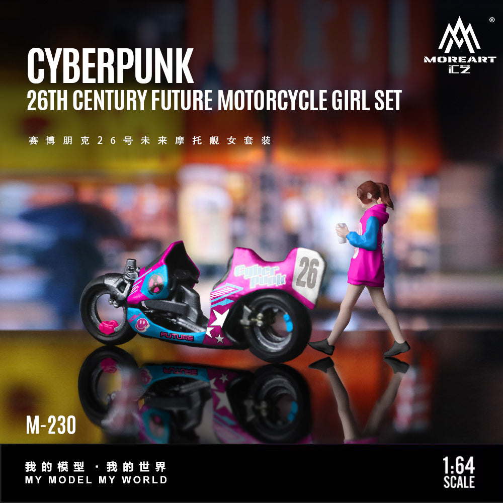 MoreArt 1:64 CYBERPUNK 26TH CENTURY FUTURE MOTORCYCLE GIRL SET MO222230