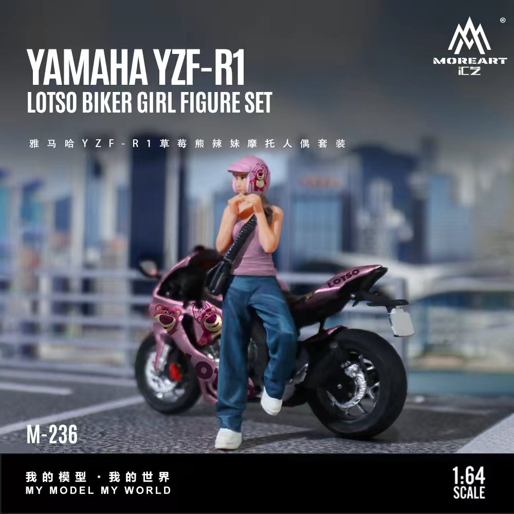 MoreArt 1:64 YAMAHA YZF-R1 LOTSO BIKER GIRL FIGURE SET MO222236