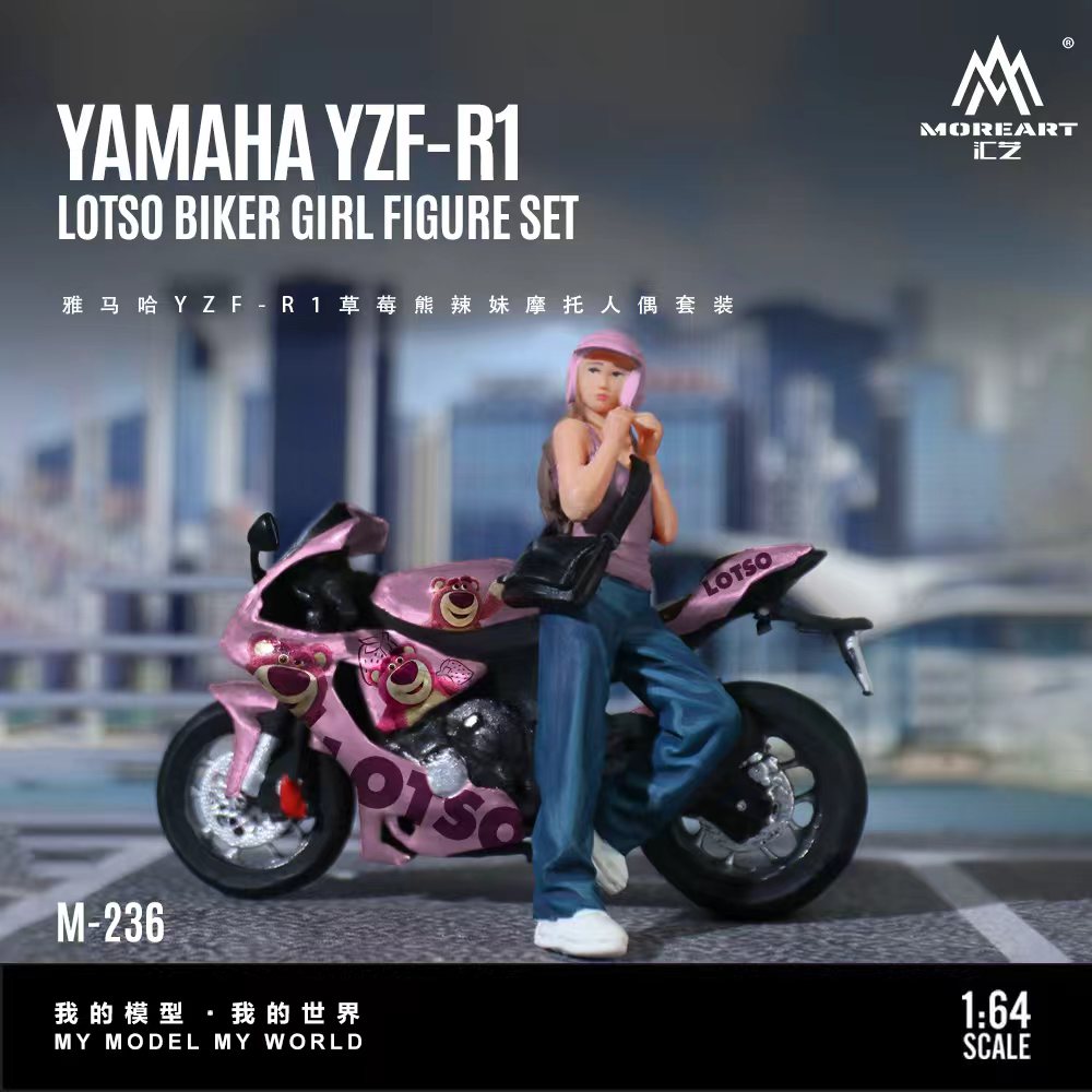 MoreArt 1:64 YAMAHA YZF-R1 LOTSO BIKER GIRL FIGURE SET MO222236