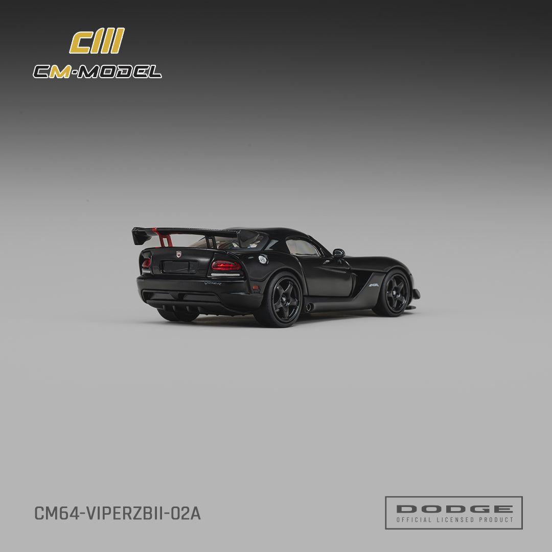 [Preorder] CM Model 1:64 Dodge Viper (ZBI) Viper Black with Viper Red Racing Stripes CM64-ViperZBII-02A