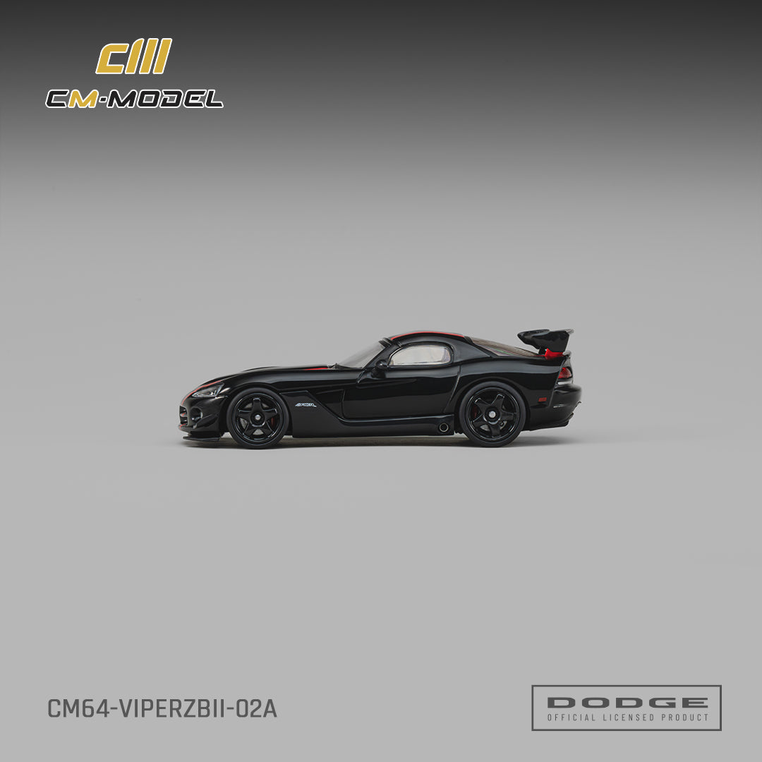 [Preorder] CM Model 1:64 Dodge Viper (ZBI) Viper Black with Viper Red Racing Stripes CM64-ViperZBII-02A