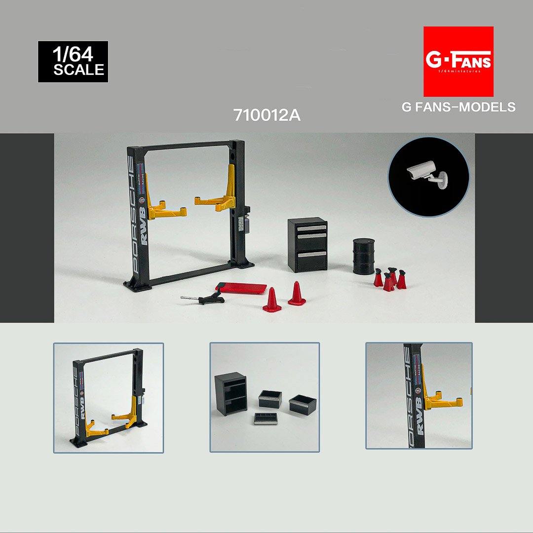 G.FANS 1:64 Model Repair Tools Kit Models/Garage lift set Black (2 Variant)