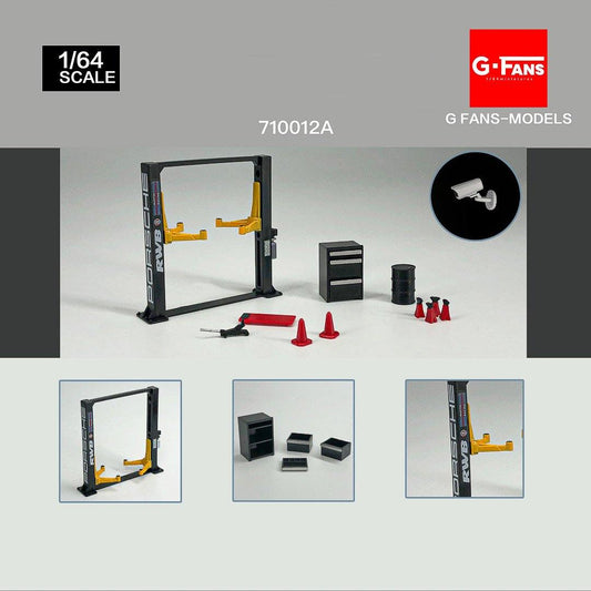 G.FANS 1:64 Model Repair Tools Kit Models/Garage lift set Black (2 Variant)