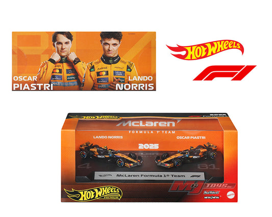 Hot Wheels 1:64 F1 2-Pack 2025 Racing Premium Team McLaren Oscar Piastri #81 / Lando Norris #4 JMM91