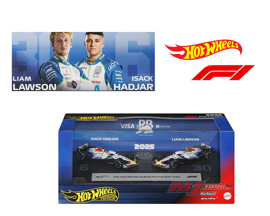 Hot Wheels 1:64 F1 2-Pack 2025 Racing Premium Team Racing Bulls Liam Lawson #30 / Isack Hadjar #6 JMM94