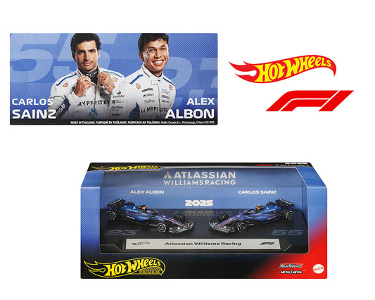 Hot Wheels 1:64 F1 2-Pack 2025 Racing Premium Team Atlassian Williams Racing C. Sainz #55 / A. Albon #23 JMM98