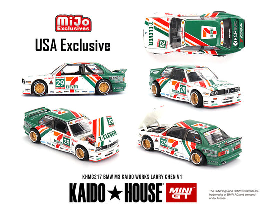 Kaido House x MINI GT BMW 1:64 M3 Kaido Works Larry Chen V1 – USA Exclusive – MiJo Exclusives KHMG217