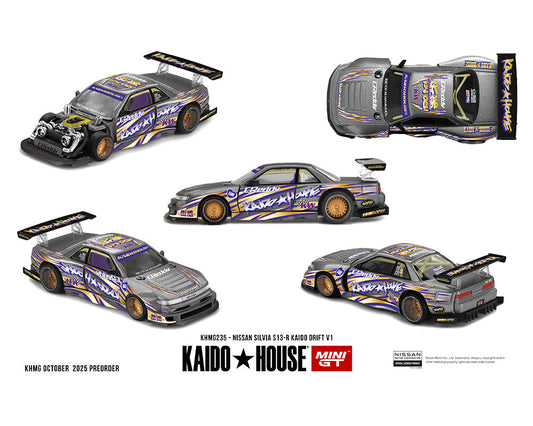 Kaido House x MINIGT Nissan Silvia S13-R Kaido Drift V1 Greddy – Gunmetal Gray KHMG235
