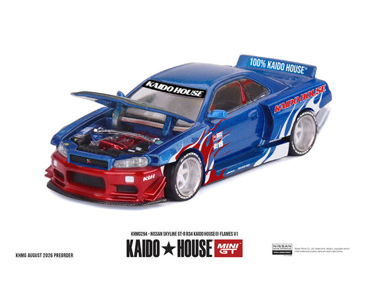 [Preorder] Kaido House x Mini GT 1:64 Nissan Skyline GT-R R34 Kaido House Flames V1 KHMG294