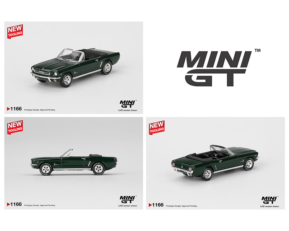 Mini GT 1:64 Ford Mustang Convertible 1964 – Highland Green MGT01166-BL