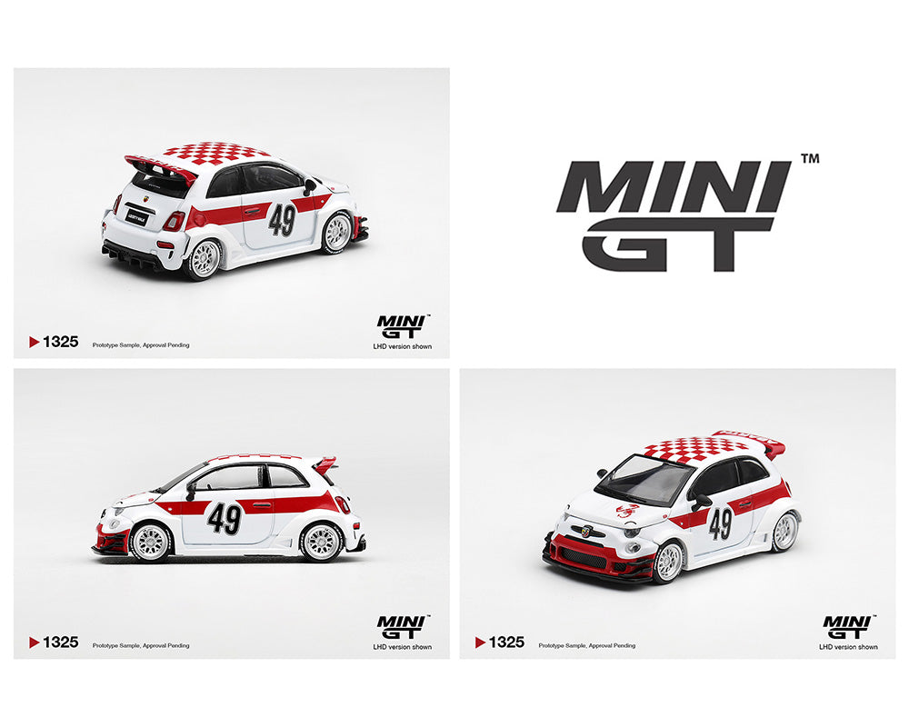 [Preorder] Mini GT 1:64 Abarth 595 LB-WORKS x Abas Works 1000 TC Tribute – White MGT01325-BL