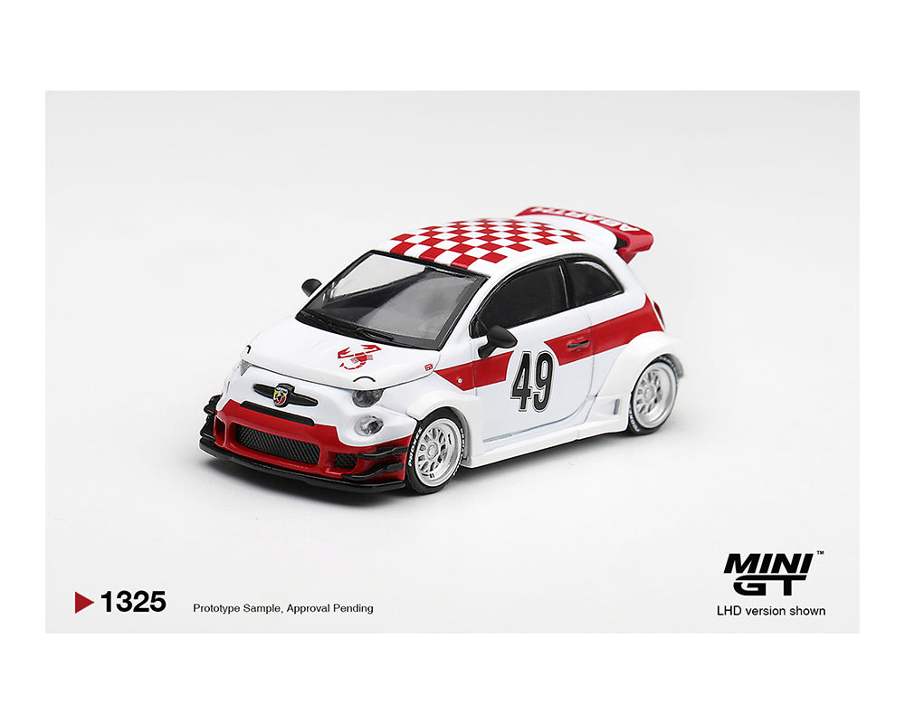 [Preorder] Mini GT 1:64 Abarth 595 LB-WORKS x Abas Works 1000 TC Tribute – White MGT01325-BL