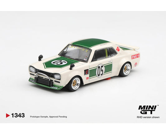[Preorder] MINI GT 1:64 Nissan Skyline LB-WORKS “HAKOSUKA” – White / Green MGT01343-BL