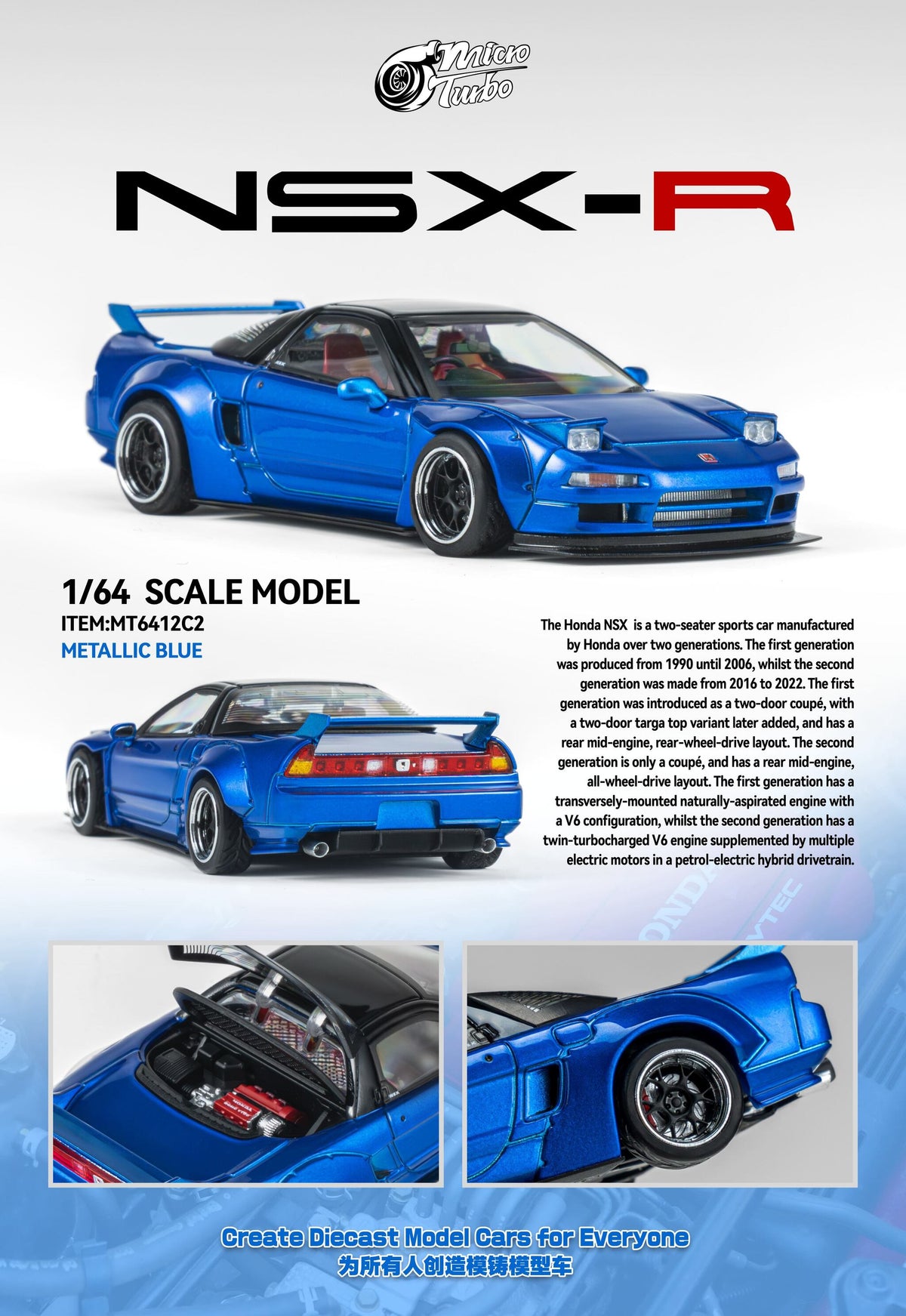 [Preorder] Microturbo 1:64 Custom NSX Wide Body - Candy Blue MT6412C2