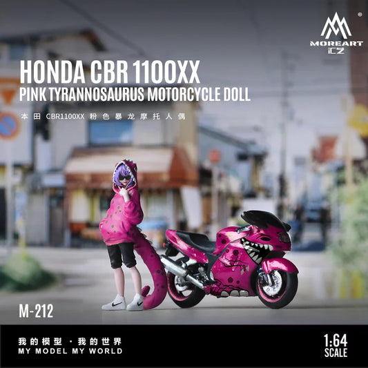 MoreArt 1:64 Honda CBR 1100XX Pink Tyrannosaurus Motorcycle Doll MO222212