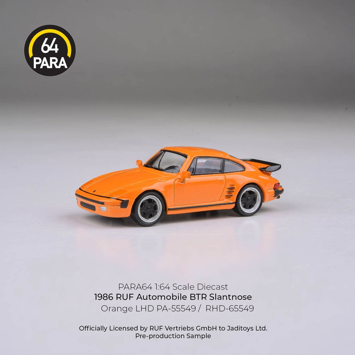 [Preorder] PARA64 1:64 1986 RUF Automobile BTR Slantnose Orange LHD PA-55549