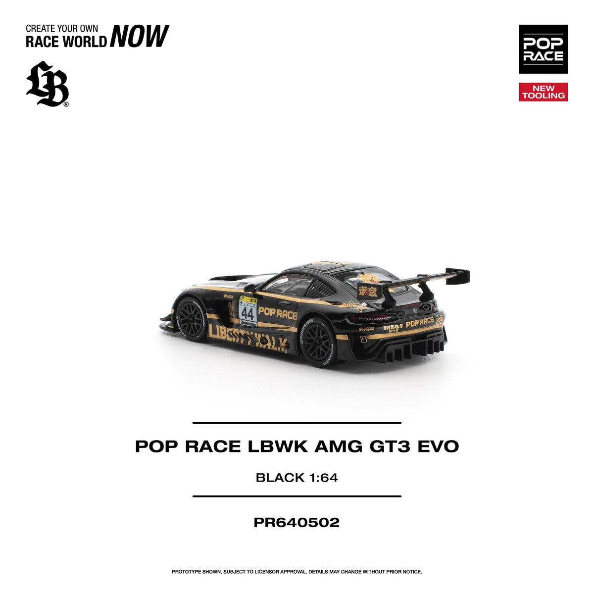 [Preorder] POPRACE 1:64 LBWK AMG GT3 EVO - BLACK PR640502