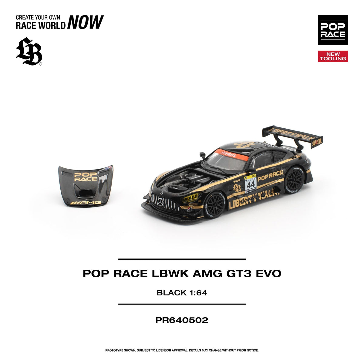 [Preorder] POPRACE 1:64 LBWK AMG GT3 EVO - BLACK PR640502