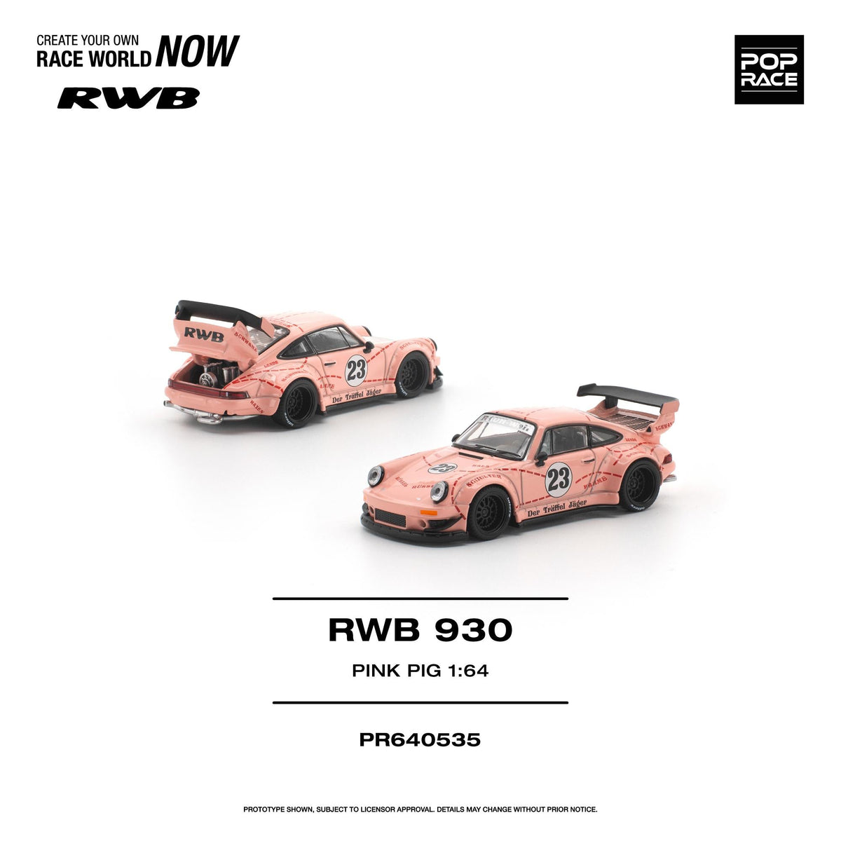 [Preorder] POPRACE 1:64 Porsche RWB 930 "PINK PIG" PR640535