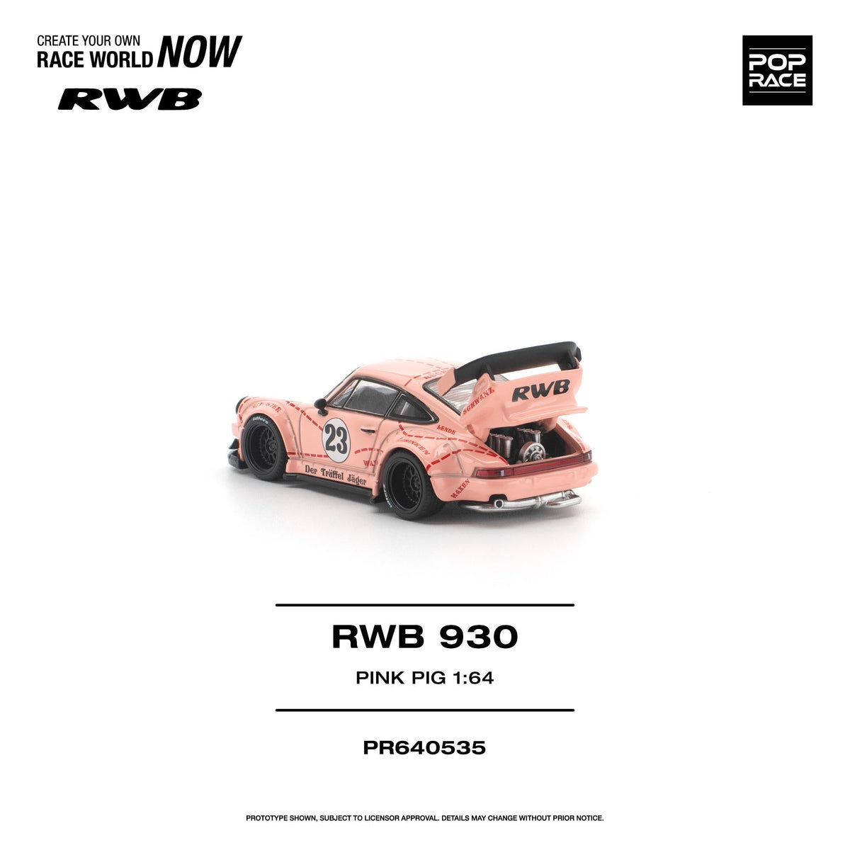 [Preorder] POPRACE 1:64 Porsche RWB 930 "PINK PIG" PR640535
