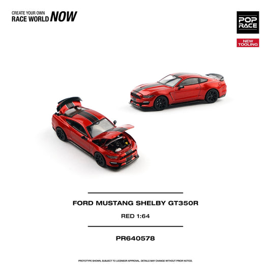 [Preorder] POPRACE 1:64 FORD MUSTANG SHELBY GT350R RACE RED PR640578