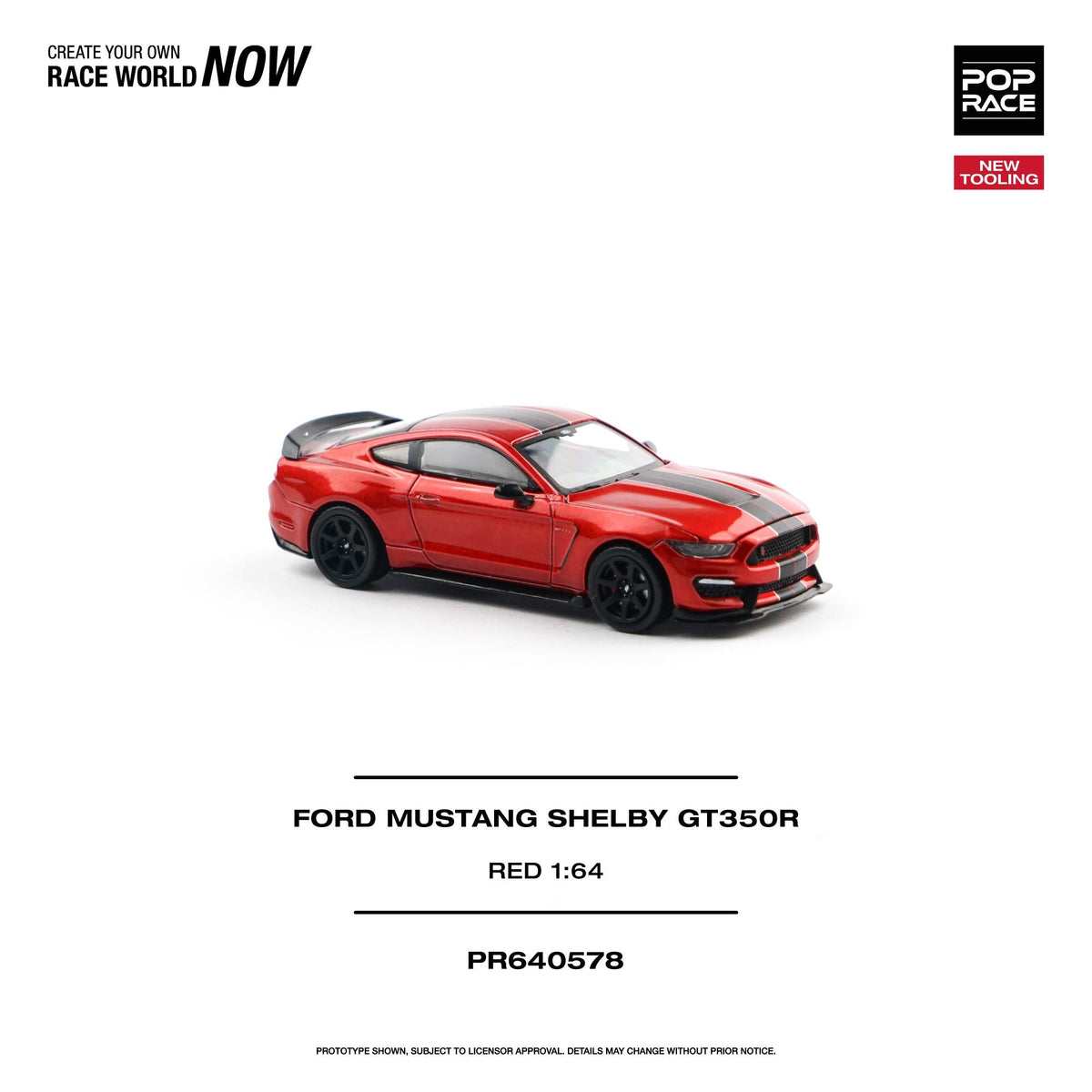 [Preorder] POPRACE 1:64 FORD MUSTANG SHELBY GT350R RACE RED PR640578