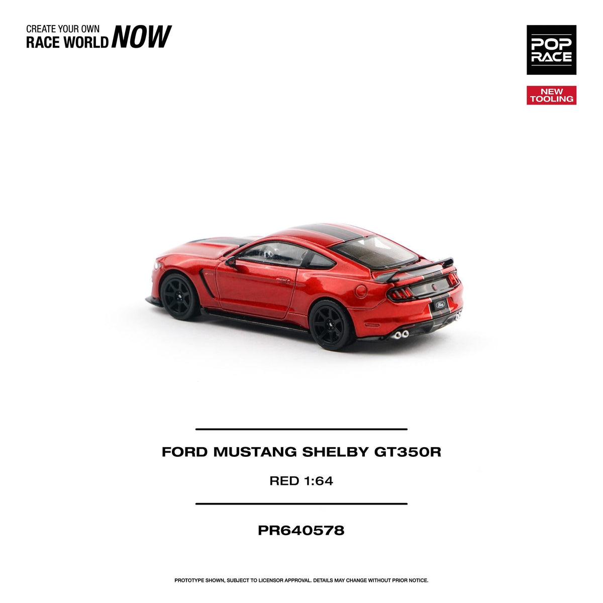 [Preorder] POPRACE 1:64 FORD MUSTANG SHELBY GT350R RACE RED PR640578
