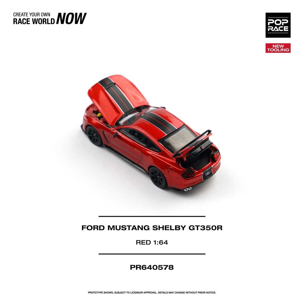 [Preorder] POPRACE 1:64 FORD MUSTANG SHELBY GT350R RACE RED PR640578