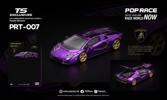 [Preorder] POPRACE x TS Exclusives 1:64 LAMBORGHINI COUNTACH LPI 800-4 Purple Chrome PRT007